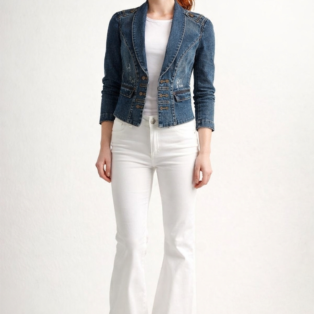 Candie's Denim Jacket with Brass Button Detail